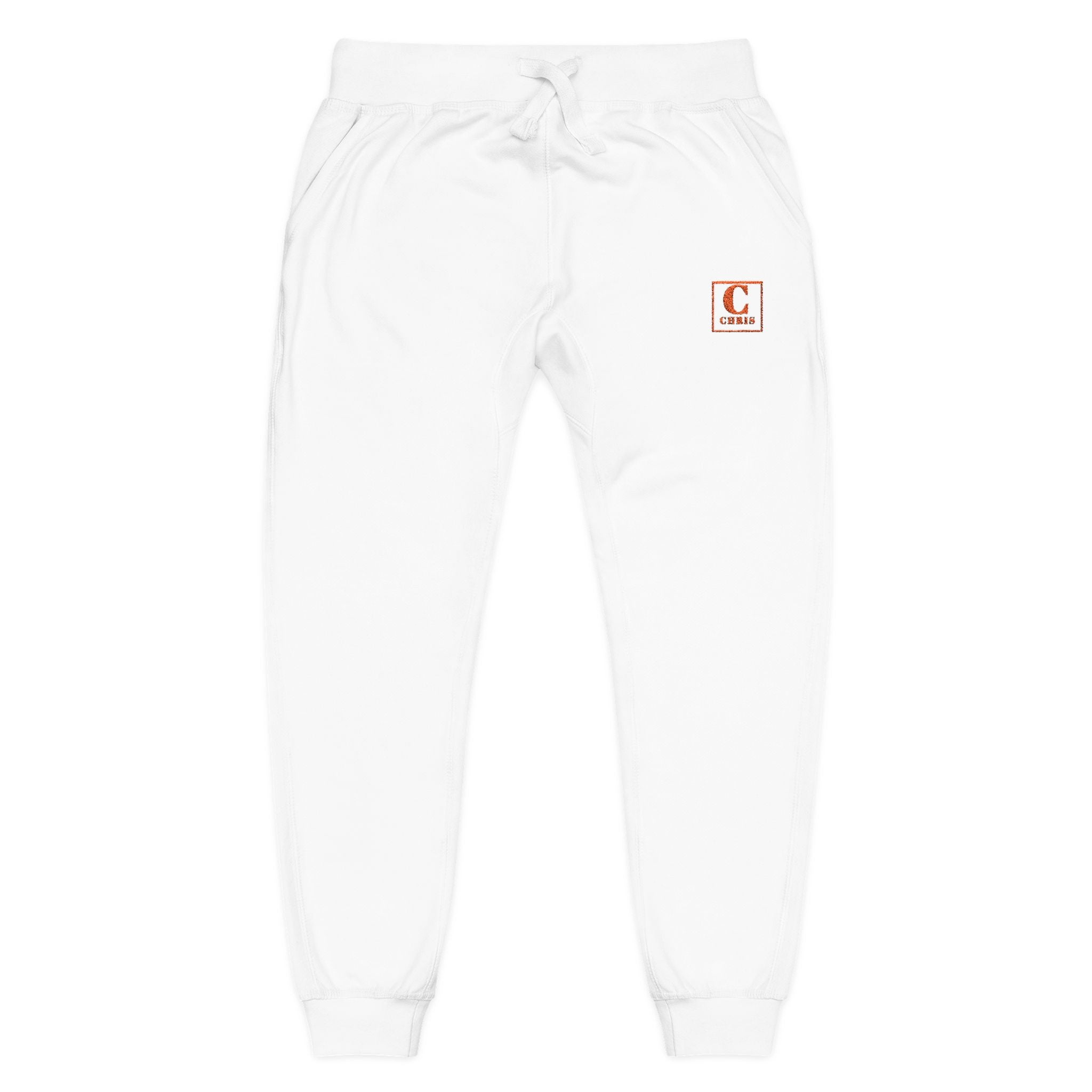 Embroidered Cozy Sweatpants — Minimal Red Crest Lounge Joggers