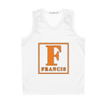Personalized Basketball Jersey — Orange Block Initial “F” with FRANCIS