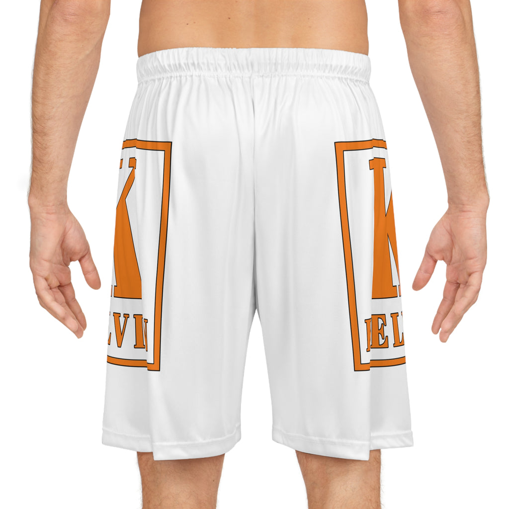 Basketball Shorts - Custom Orange 'K Kelvin' Logo All-Over Print