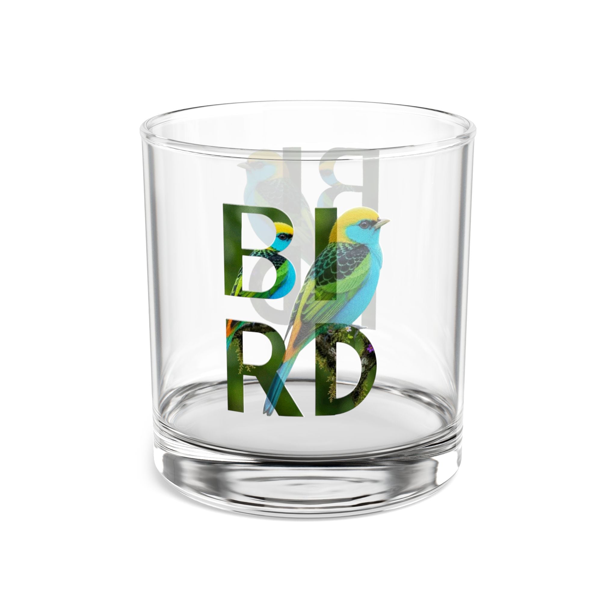 Bird Rocks Glass – 10oz Whiskey Tumbler with Colorful Tropical Bird Design