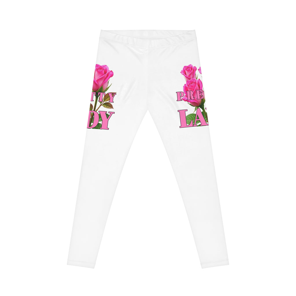 Pretty Lady Floral Leggings — Pink Rose Women's Casual Leggings