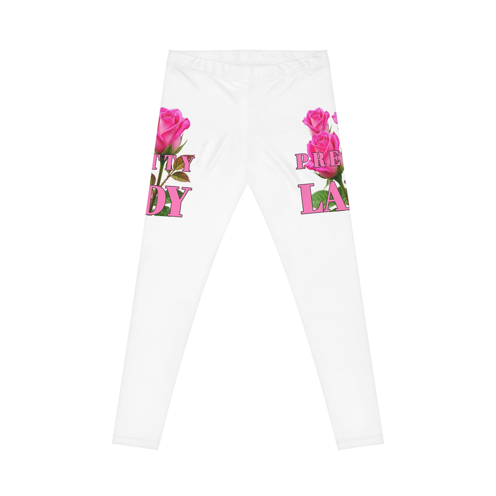Pretty Lady Floral Leggings — Pink Rose Women's Casual Leggings