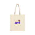 Happy Floral Tote Bag — 'Simply Happy' Cotton Canvas Shopper