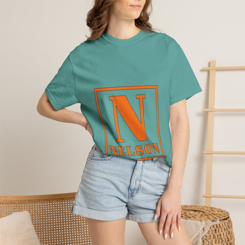 Nelson Monogram T-Shirt — Retro Block Letter Graphic Tee
