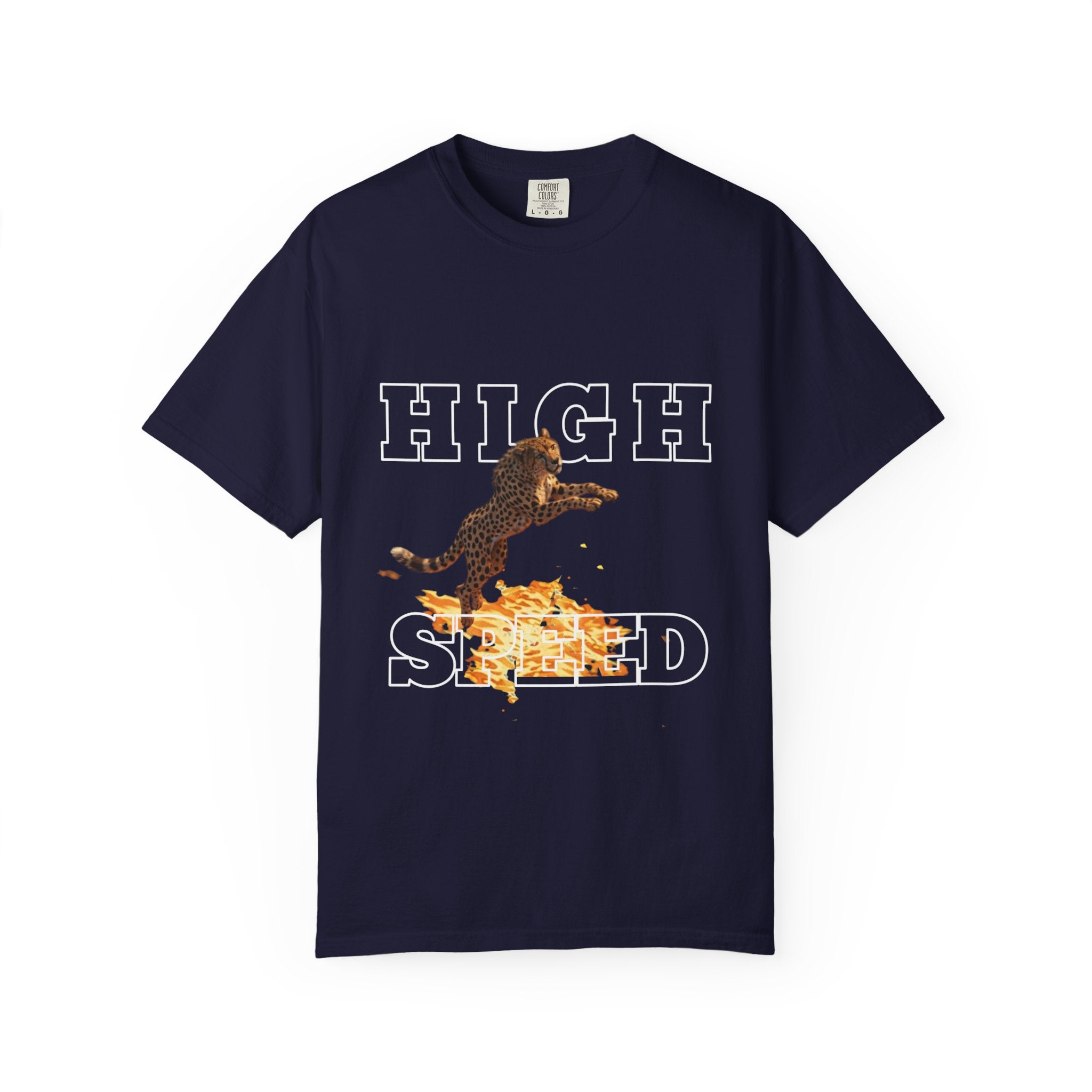 Cheetah Jumping on Fire T-Shirt — Funny Pizza Lover Graphic Tee