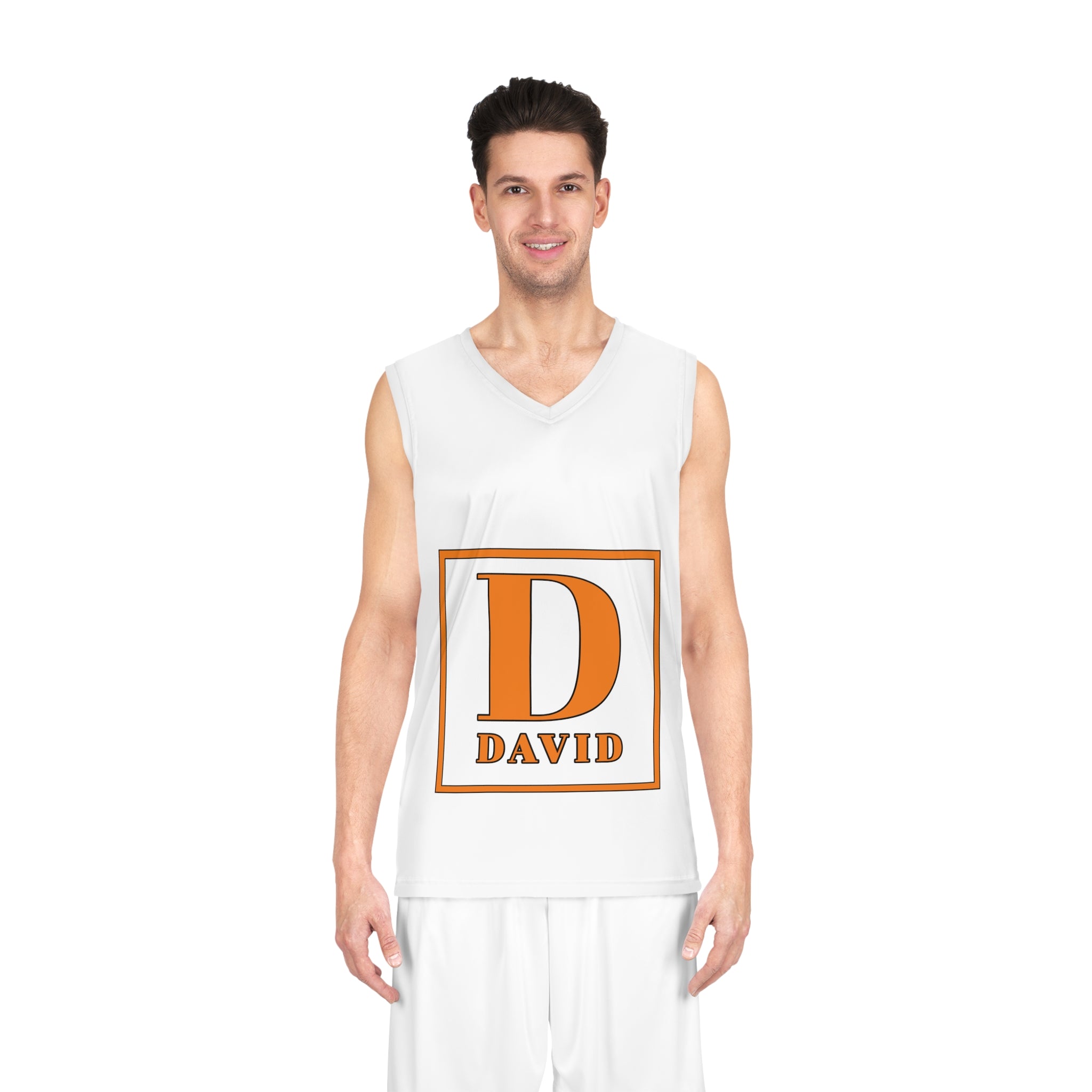 Personalized Basketball Jersey — Orange Monogram “D DAVID” Sports Tank