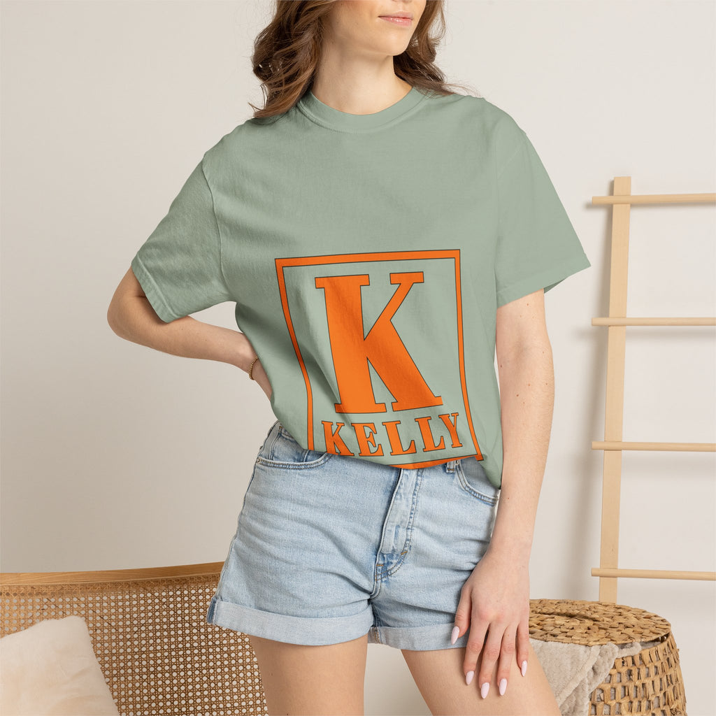 Kelly Monogram Tee — Orange Block Initial K T-Shirt