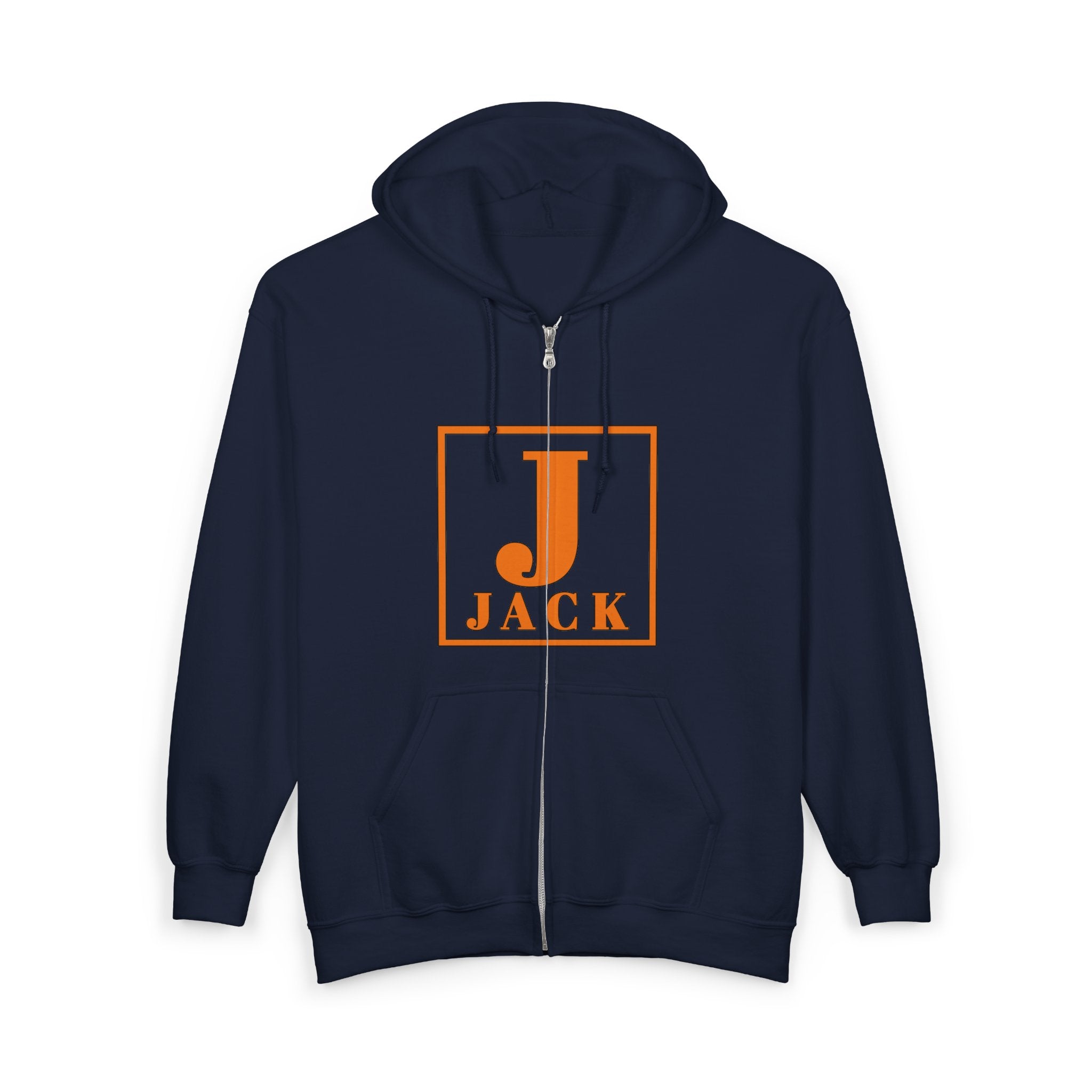 Jack Monogram Zip Hoodie — Orange Initial J Hooded Sweatshirt