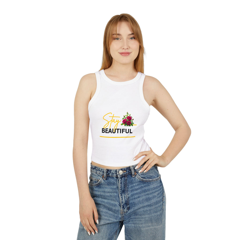 Stay Beautiful Floral Racer Tank Top