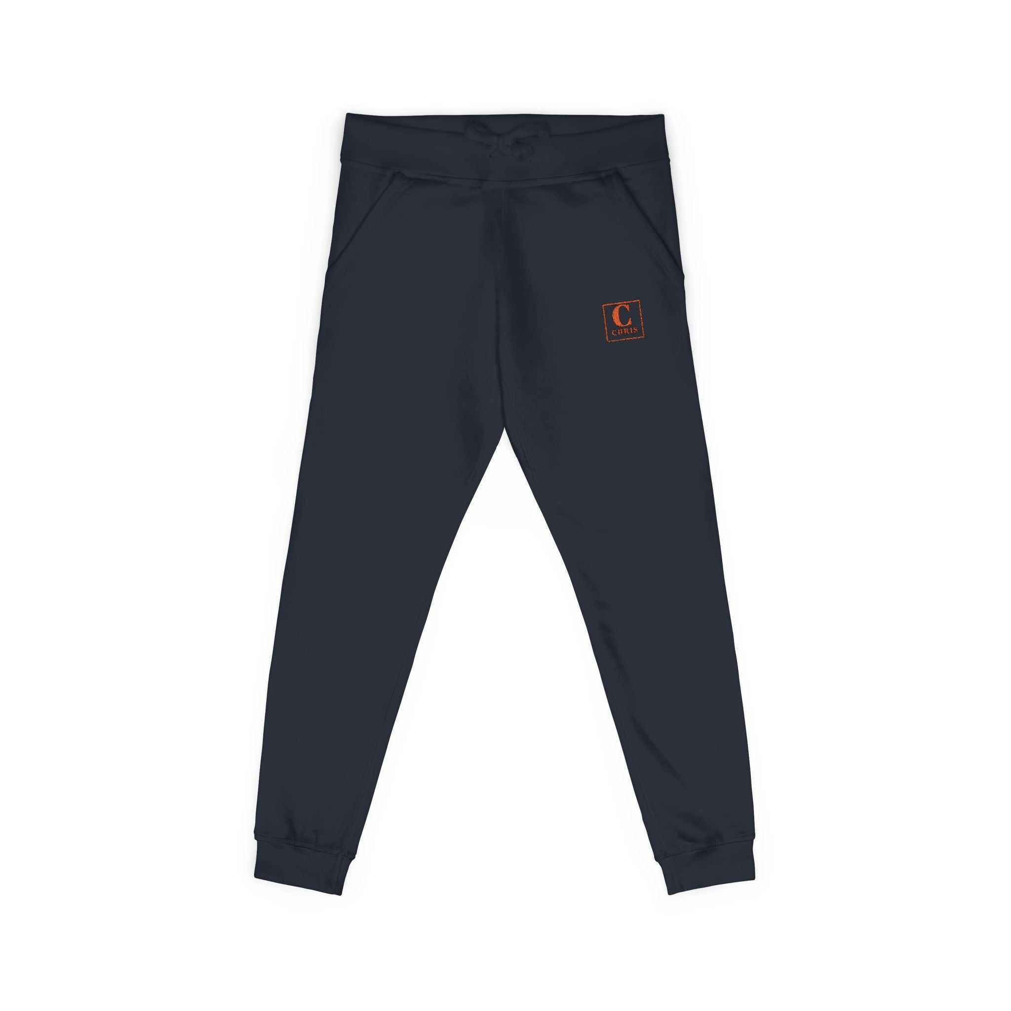 Embroidered Cozy Sweatpants — Minimal Red Crest Lounge Joggers