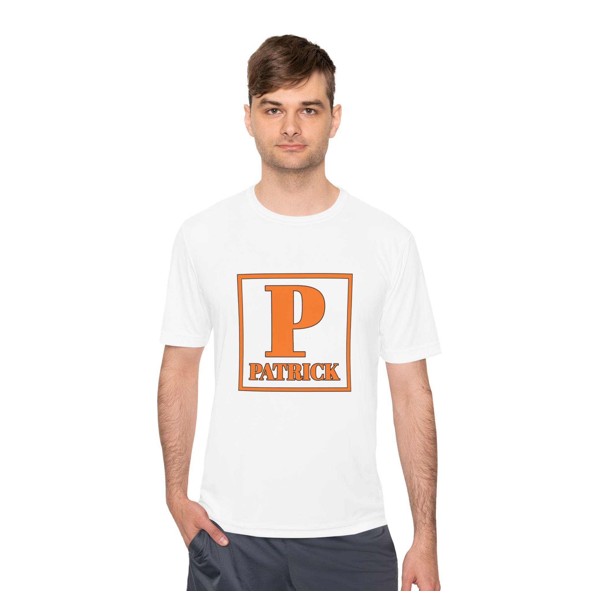 Patrick Monogram Tee — Orange Block Initial Shirt