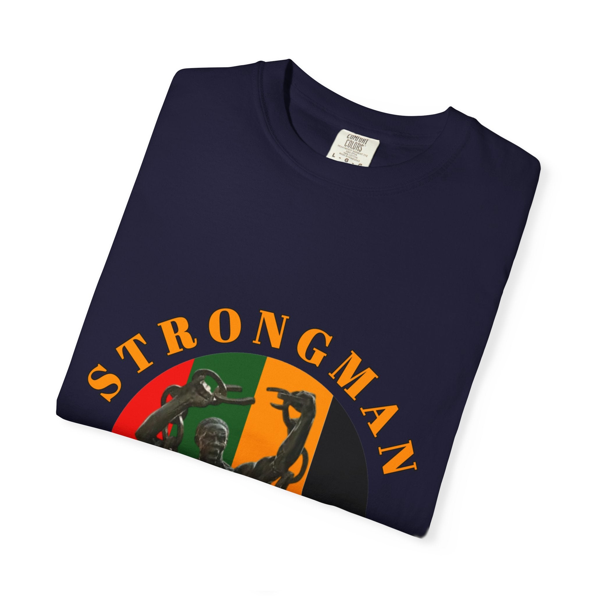 Strongman Statue Vintage-Style T-Shirt — Retro Weightlifting Graphic Tee