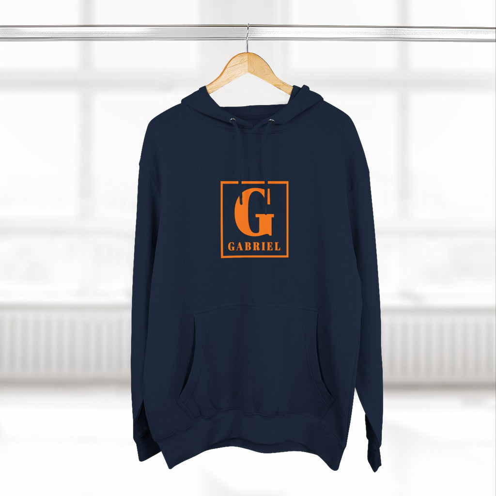 Gabriel Monogram Hoodie — Orange Square Initial G Fleece Hoodie