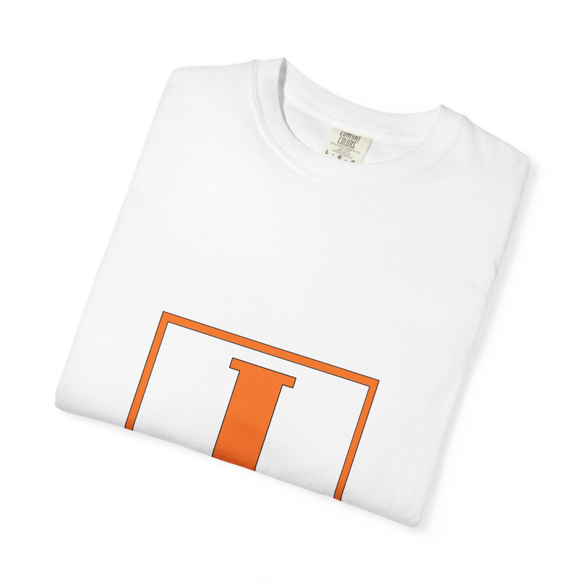 Innocent Letterbox T-Shirt — Bold Orange 'I' Graphic Tee