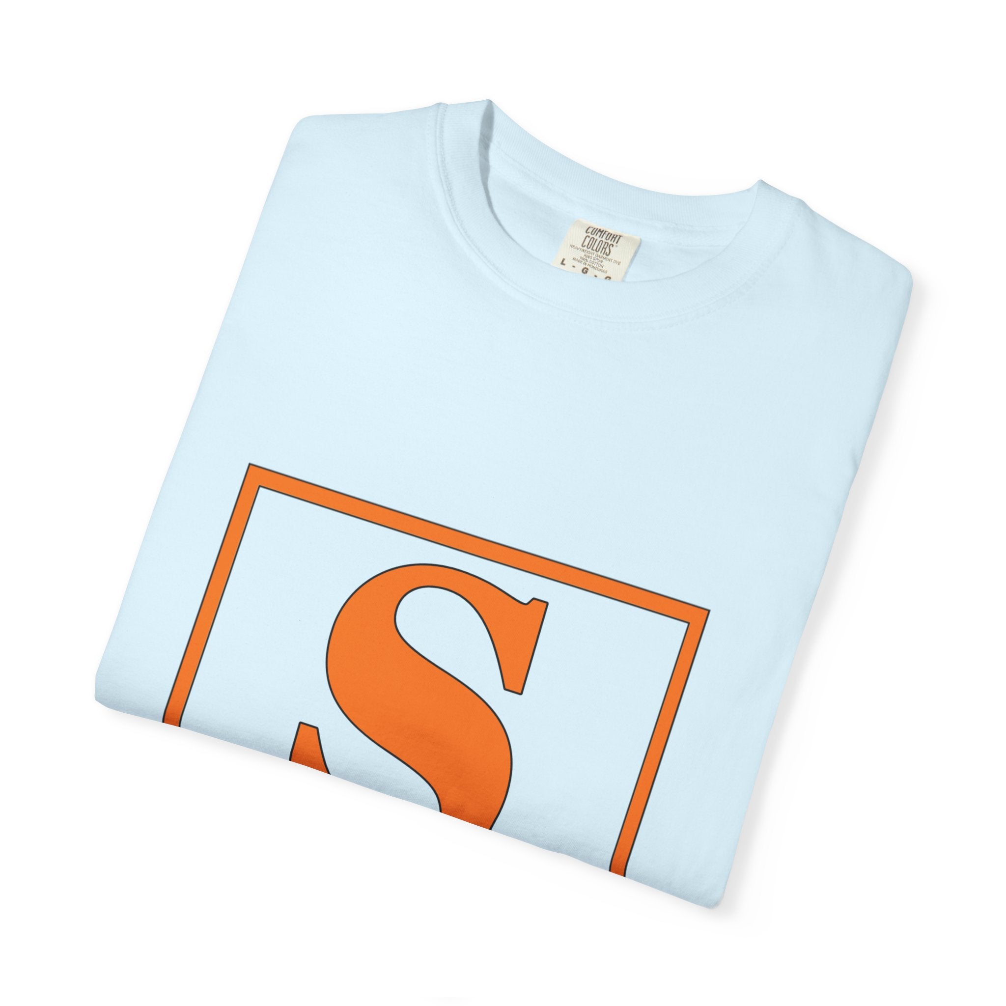Steve Monogram T‑Shirt — Orange Initial Box Design