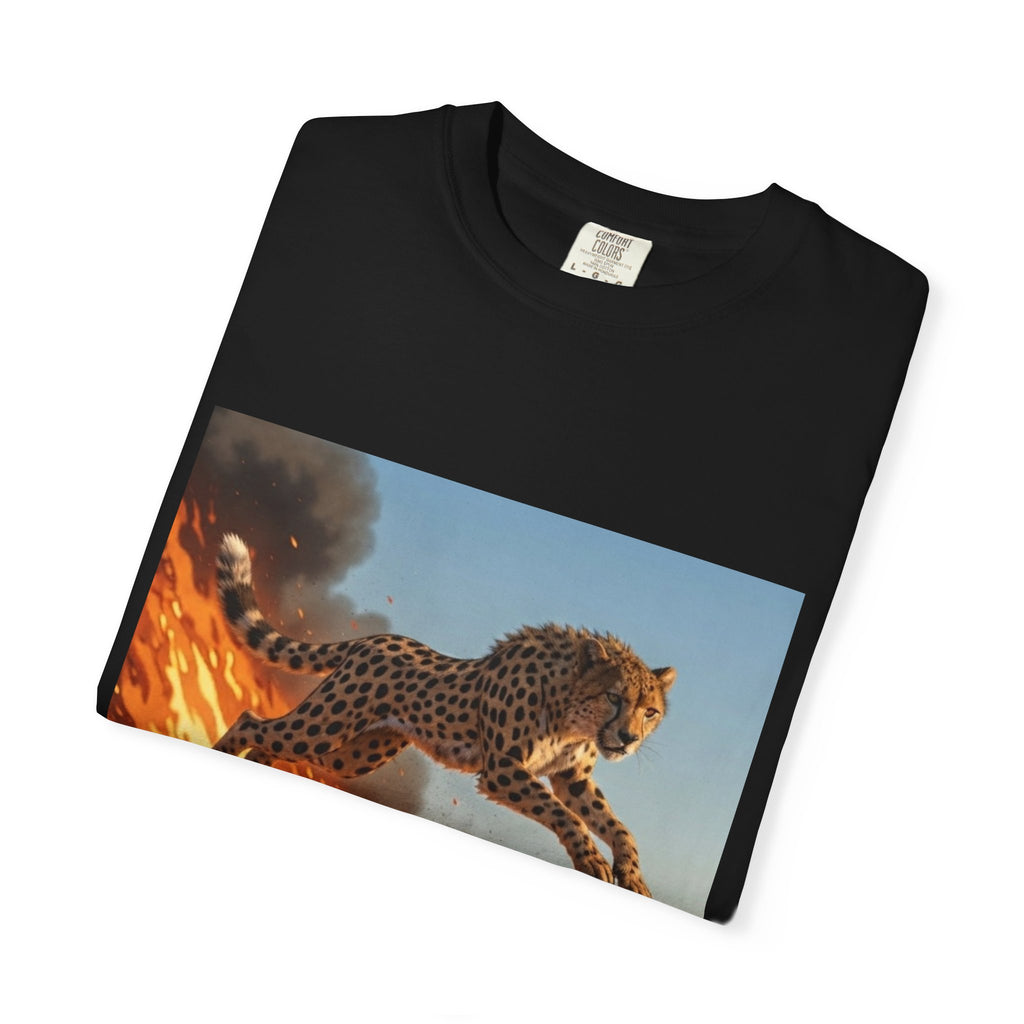 T-Shirt — 'Hot Speed' Cheetah Graphic Tee (Retro Action Animal Design)