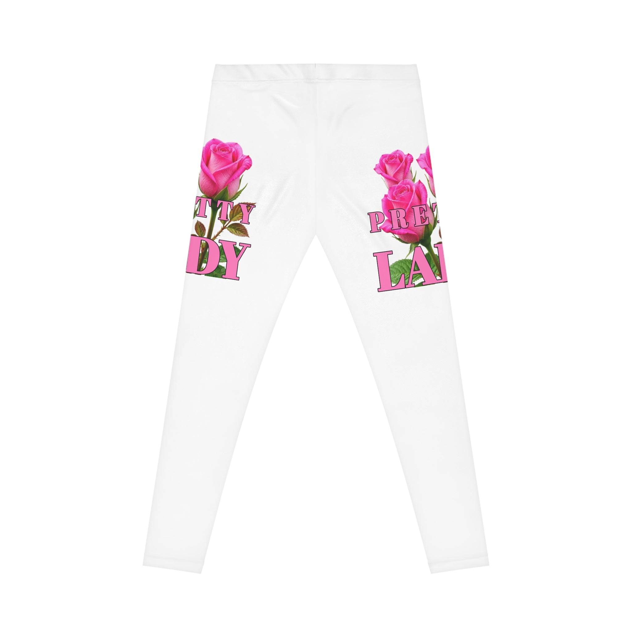 Pretty Lady Floral Leggings — Pink Rose Women's Casual Leggings