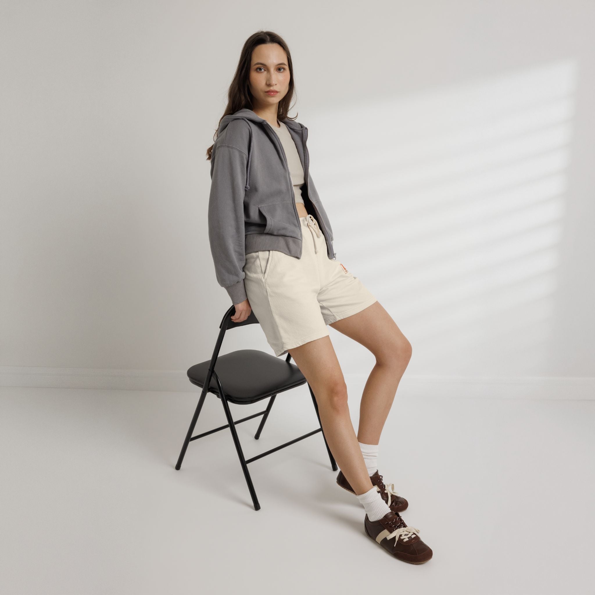 Lightweight Garment-Dyed Fleece Shorts — Minimal Block 'B' Logo