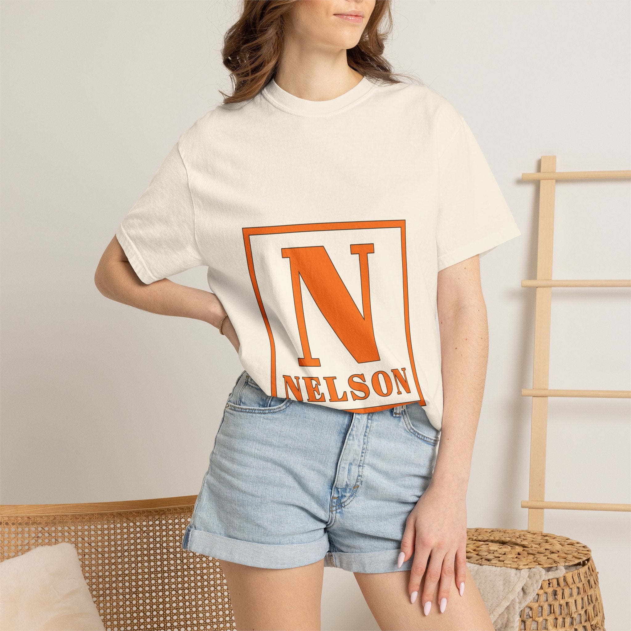Nelson Monogram T-Shirt — Retro Block Letter Graphic Tee