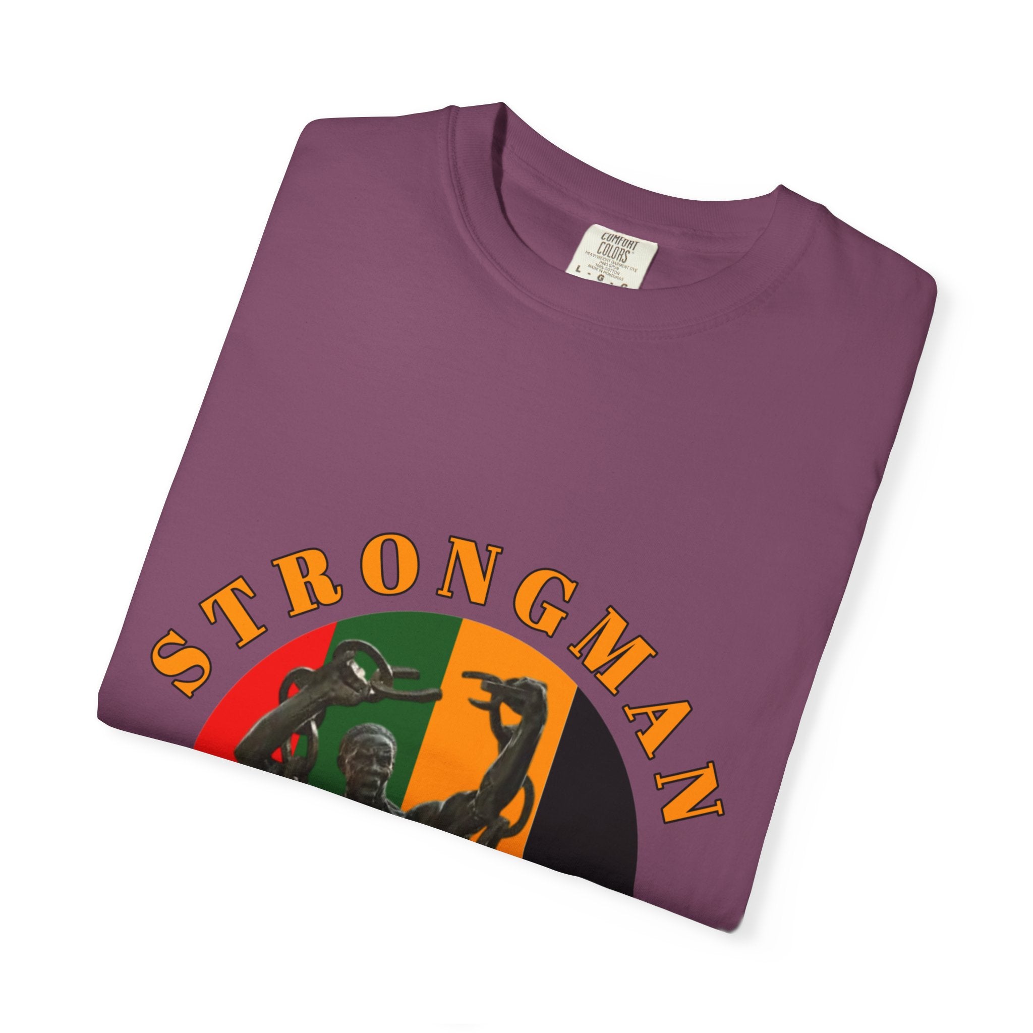 Strongman Statue Vintage-Style T-Shirt — Retro Weightlifting Graphic Tee