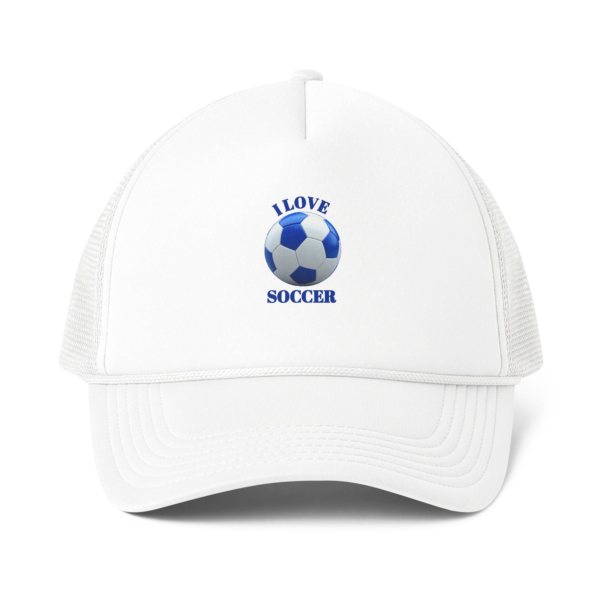 Soccer Trucker Cap — "I Love Soccer" Foam Mesh-Back Hat