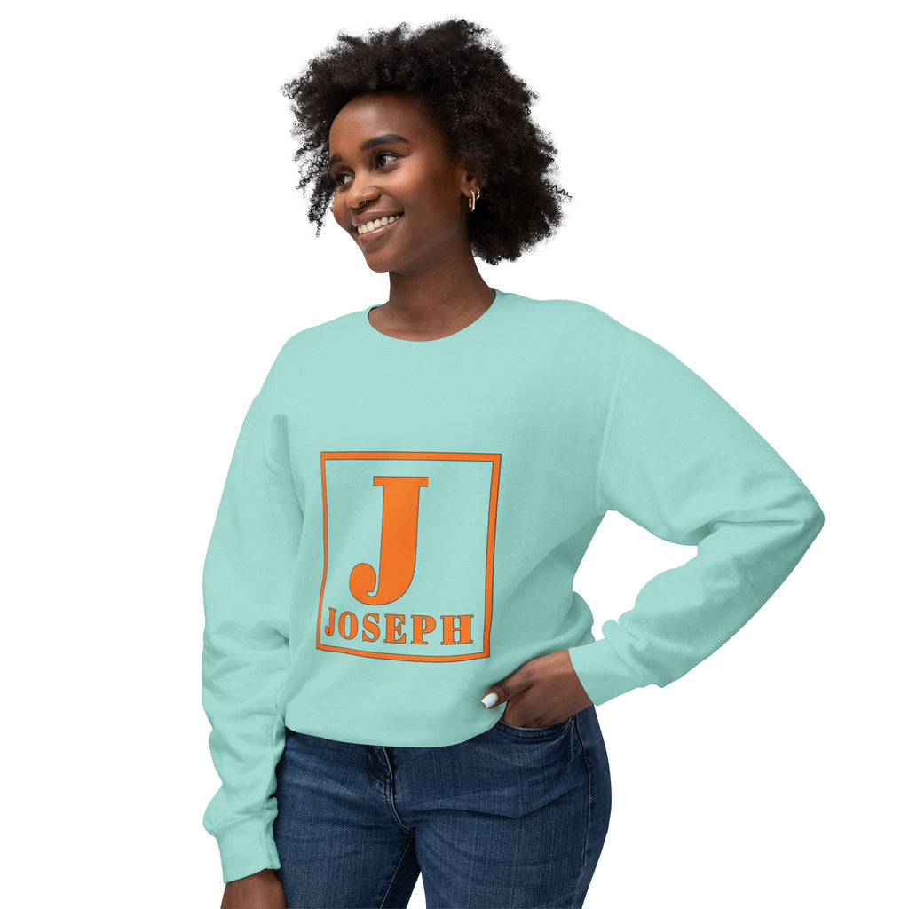 Personalized 'Joseph' Initial Crewneck Sweatshirt — Orange Monogram