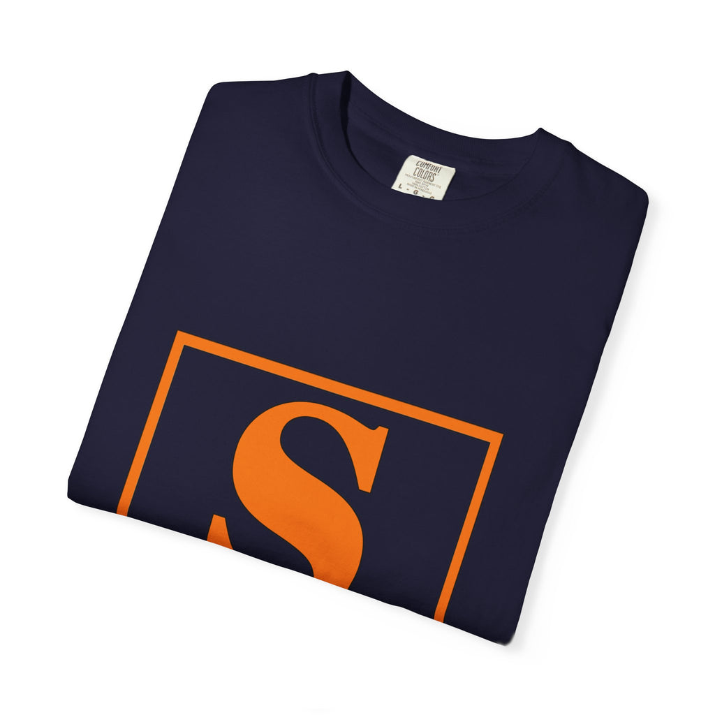 Steve Monogram T‑Shirt — Orange Initial Box Design