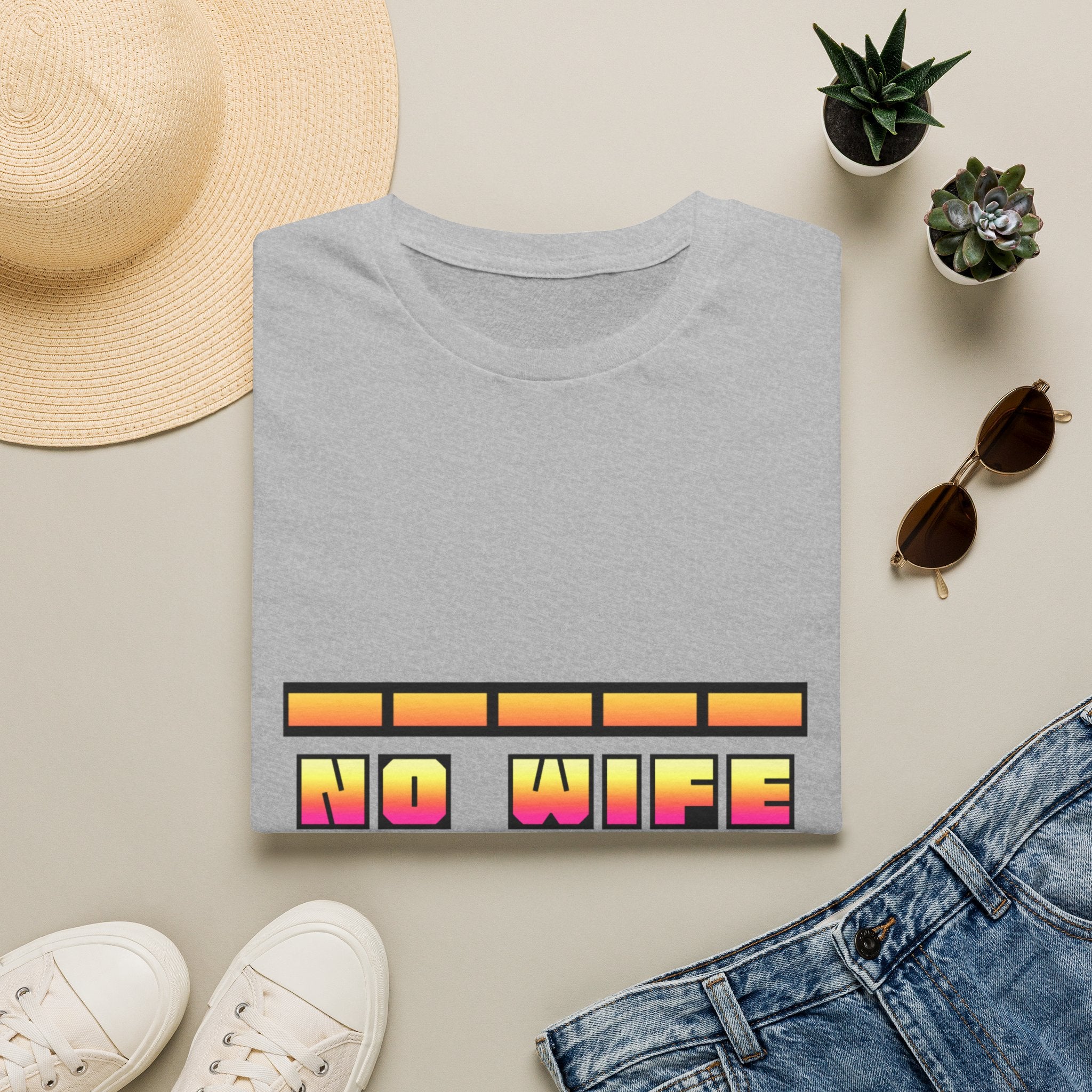 T-Shirt — "No Wife No Life" Retro Block Graphic Tee