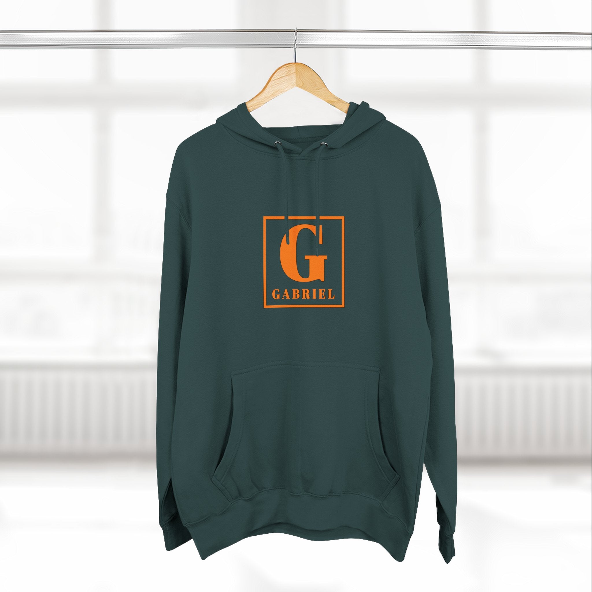 Gabriel Monogram Hoodie — Orange Square Initial G Fleece Hoodie
