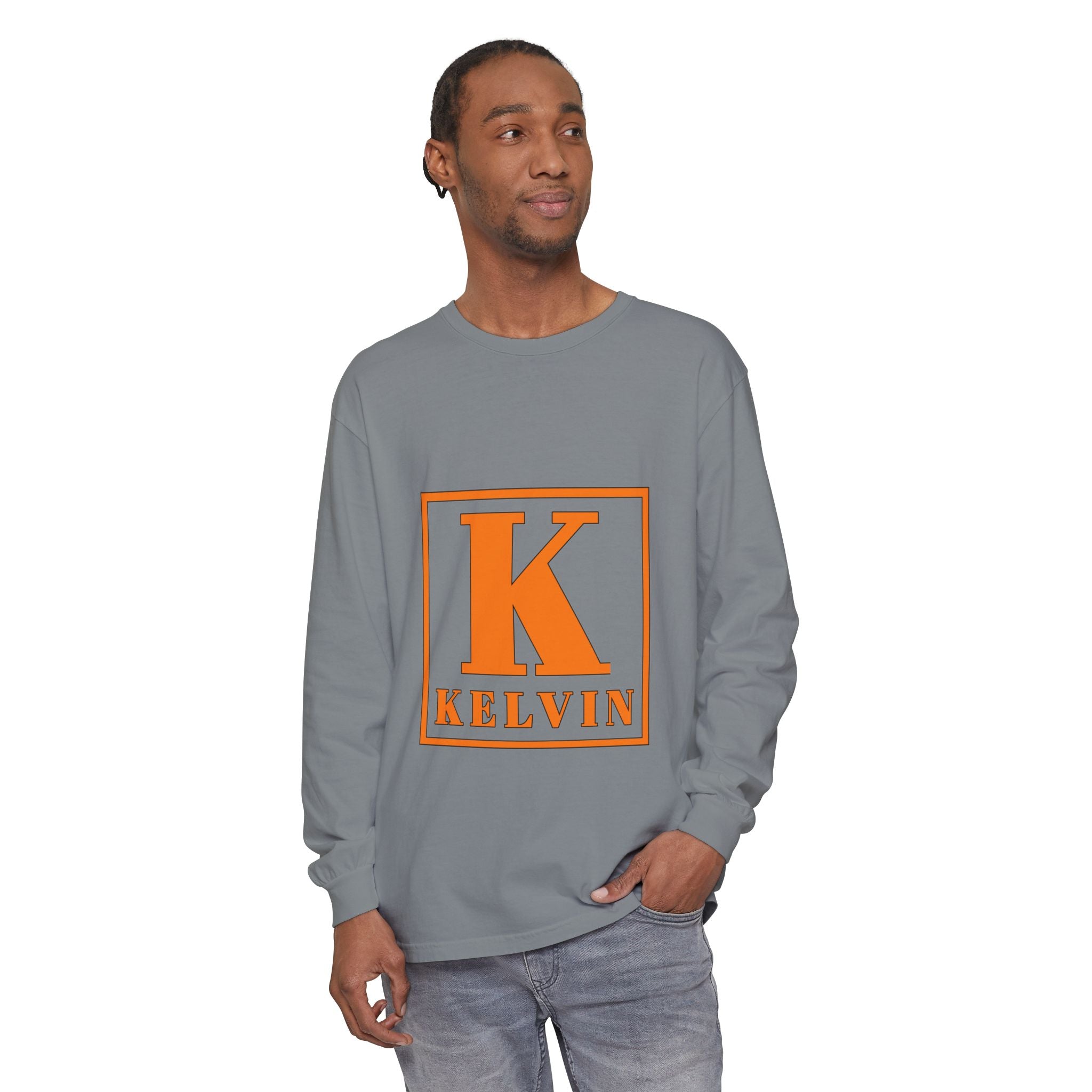 Kelvin Initial Long Sleeve Tee — Personalized K Monogram Shirt