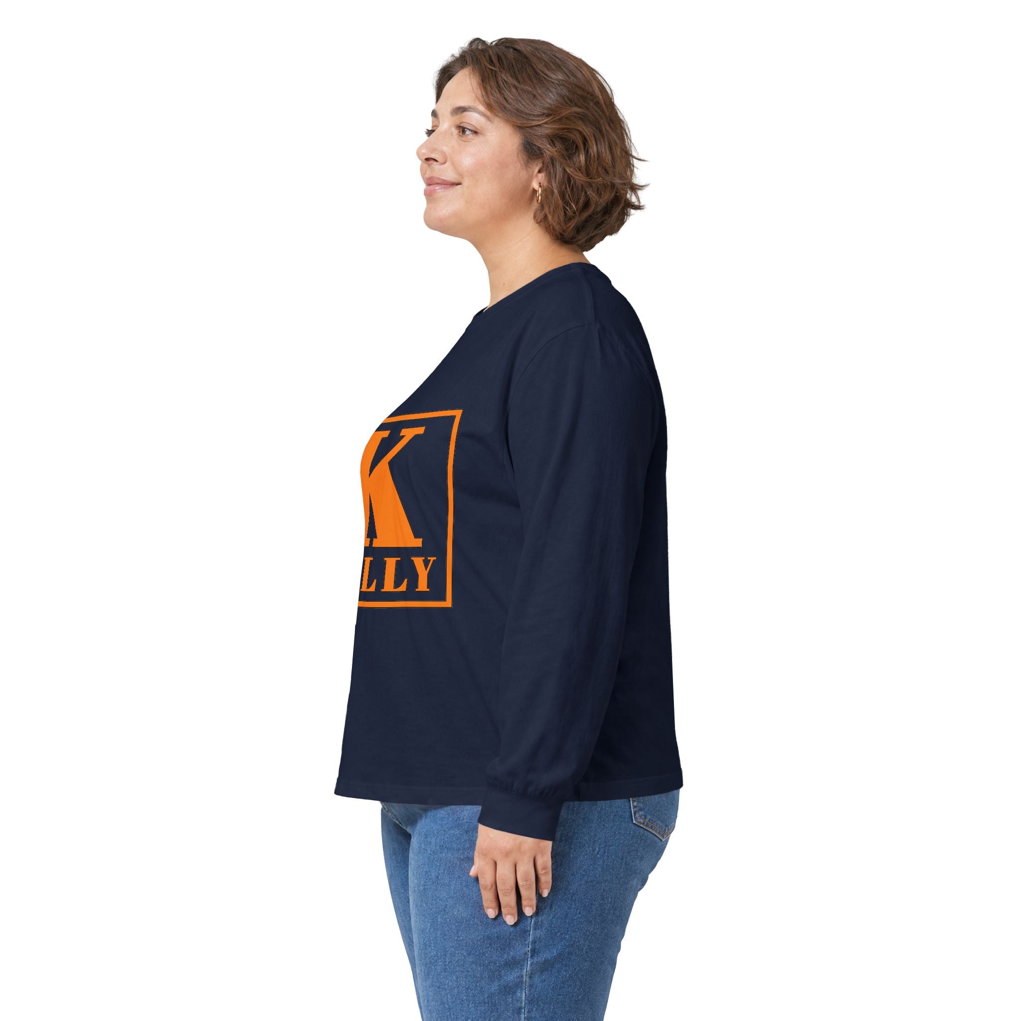 Kelly Monogram Long Sleeve Tee — Orange Block K Design