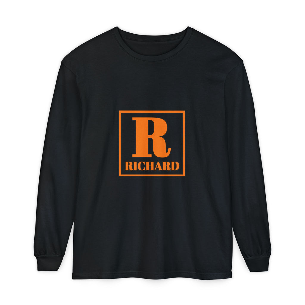 Richard Initial Long Sleeve Tee — Monogram R Vintage Block Letter