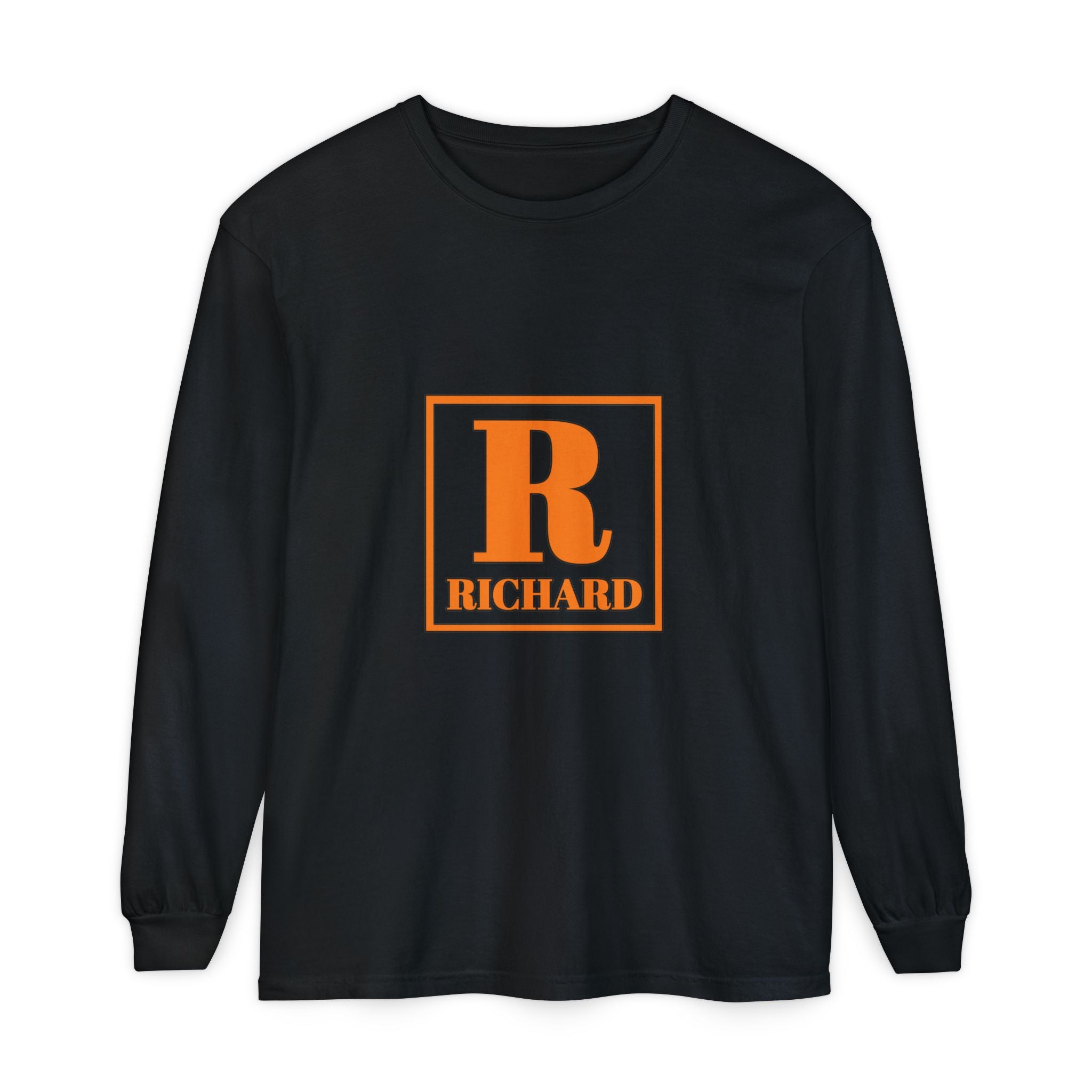 Richard Initial Long Sleeve Tee — Monogram R Vintage Block Letter