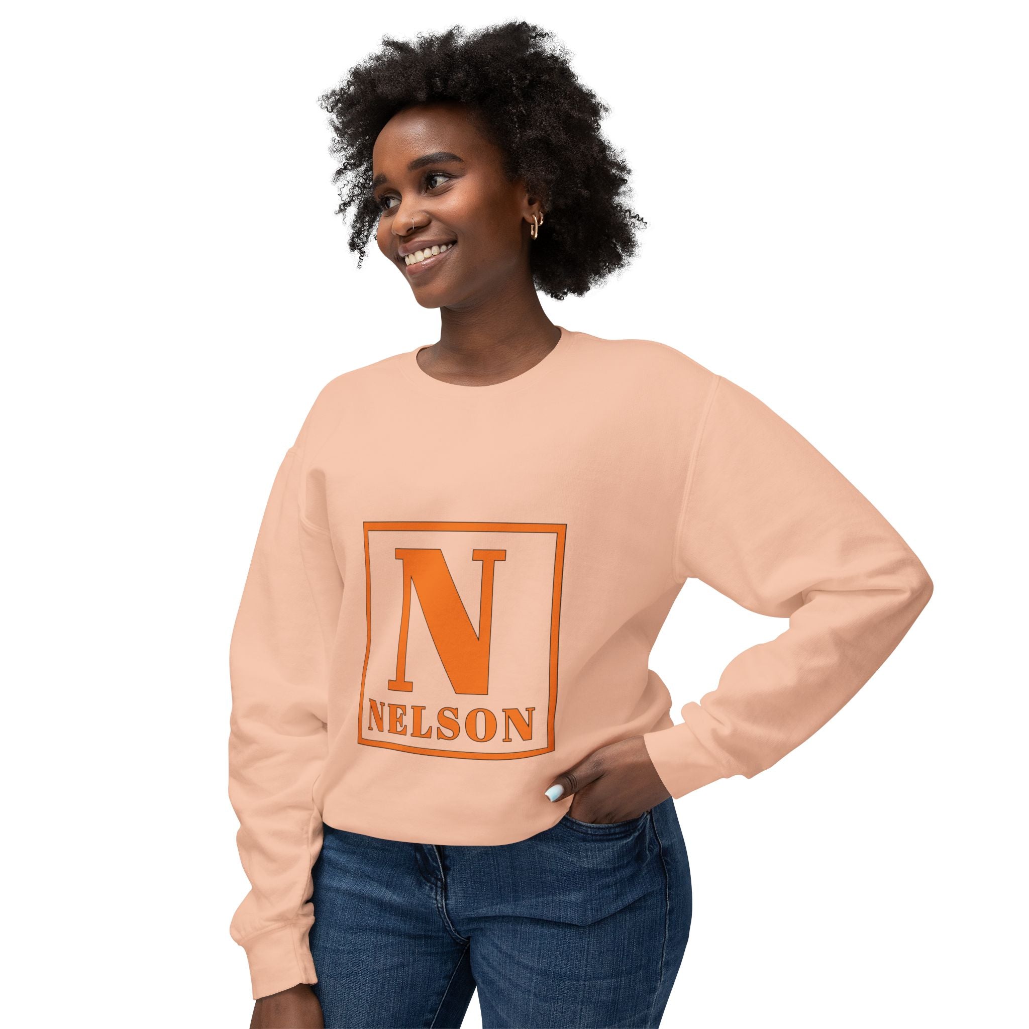 Nelson Monogram Crewneck Sweatshirt — Orange Block Letter N