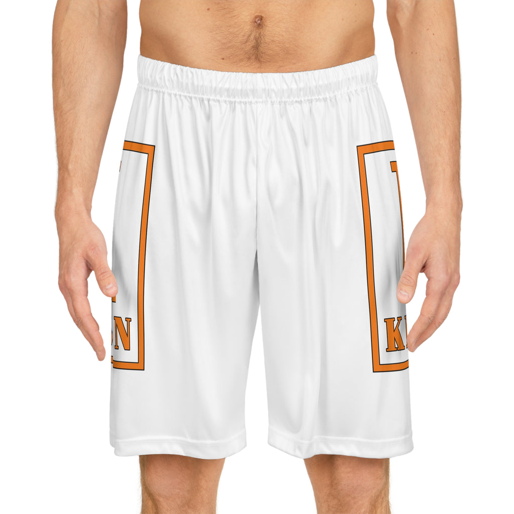 Basketball Shorts - Custom Orange 'K Kelvin' Logo All-Over Print