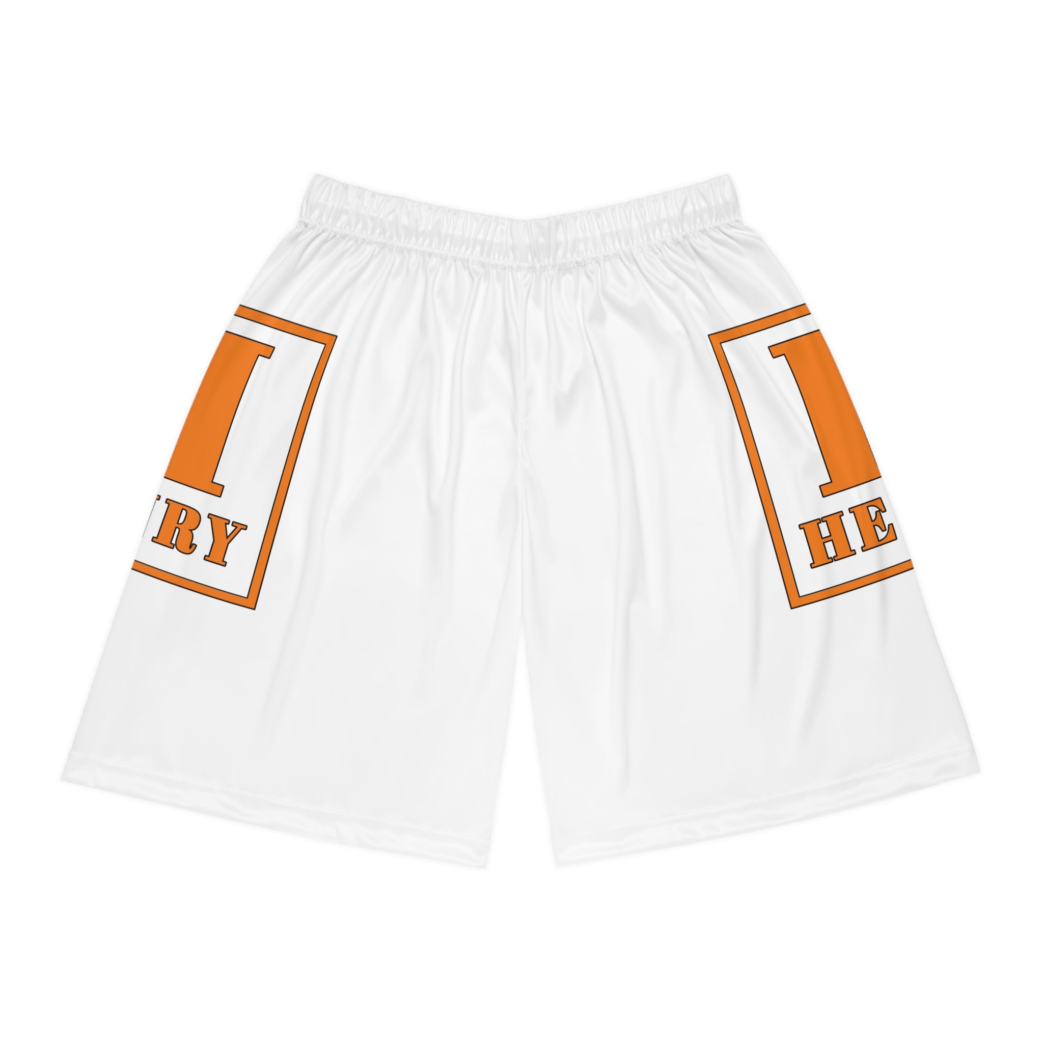 Henry Block Logo Basketball Shorts — Custom White AOP Athletic Shorts