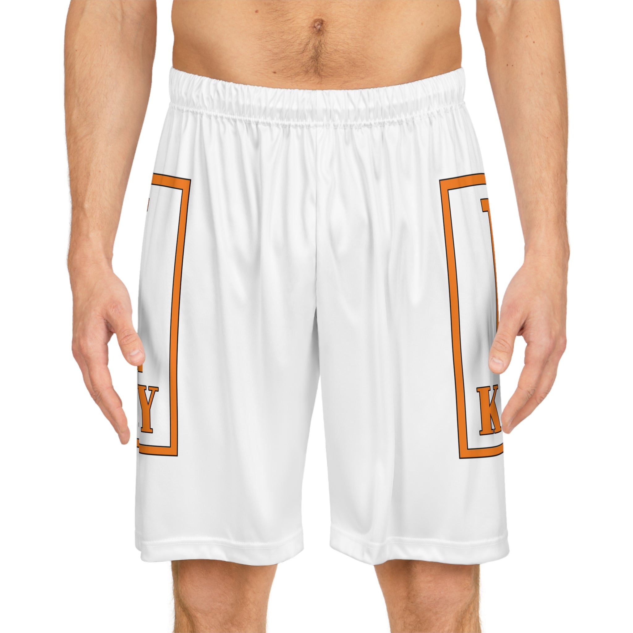 Basketball Shorts - Bold 'K. Kelly' Orange Logo Athletic Shorts