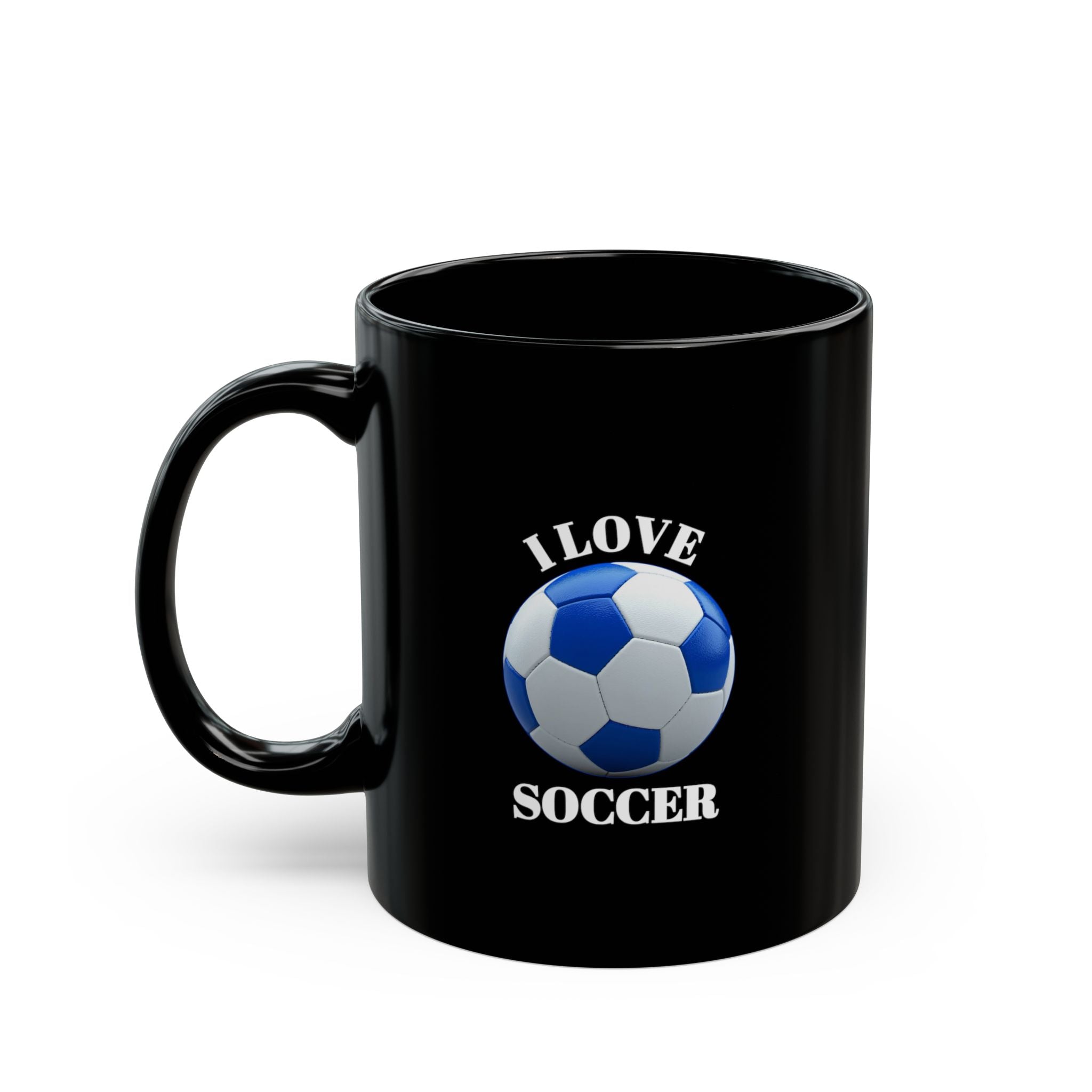 I Love Soccer Black Ceramic Mug — 11oz & 15oz