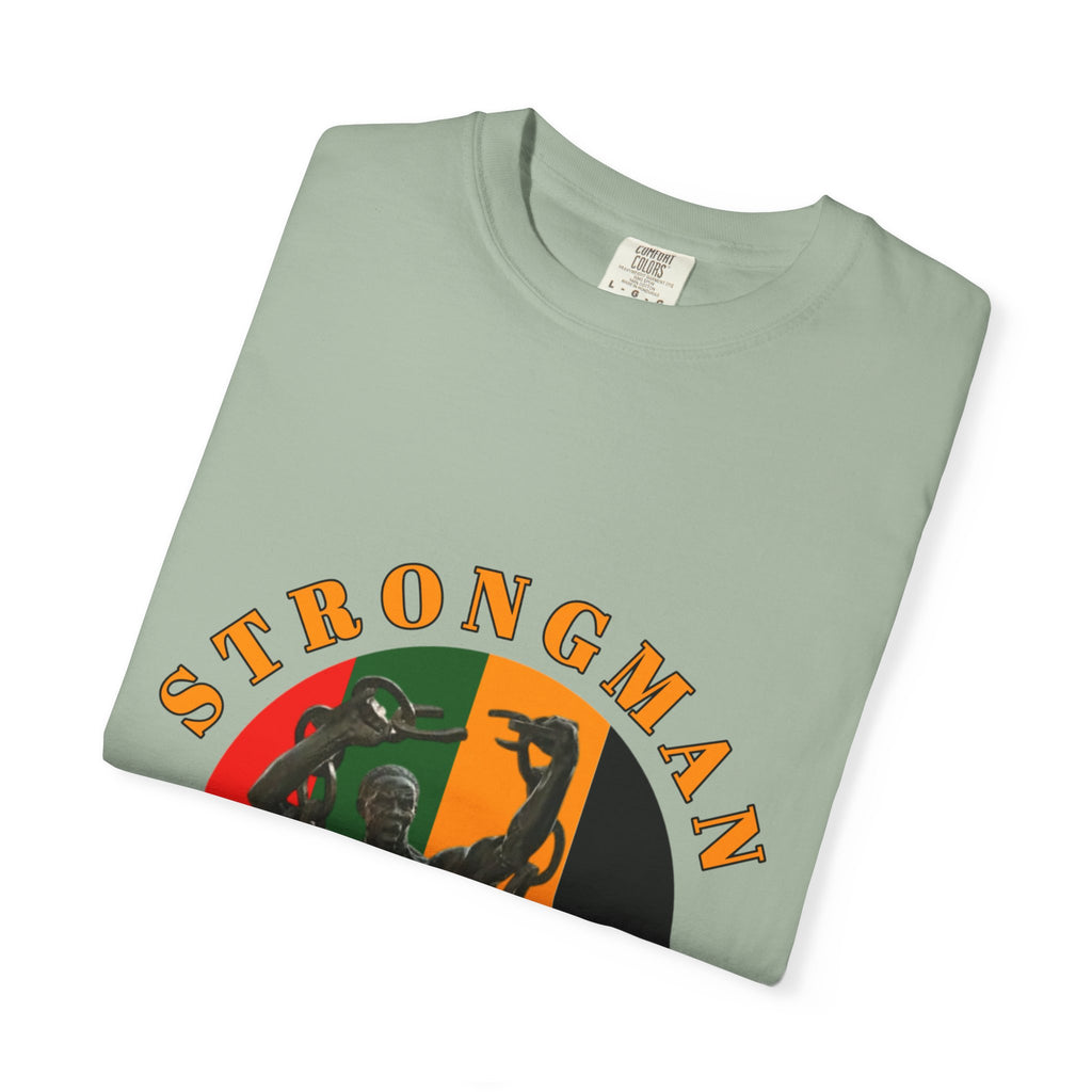 Strongman Statue Vintage-Style T-Shirt — Retro Weightlifting Graphic Tee