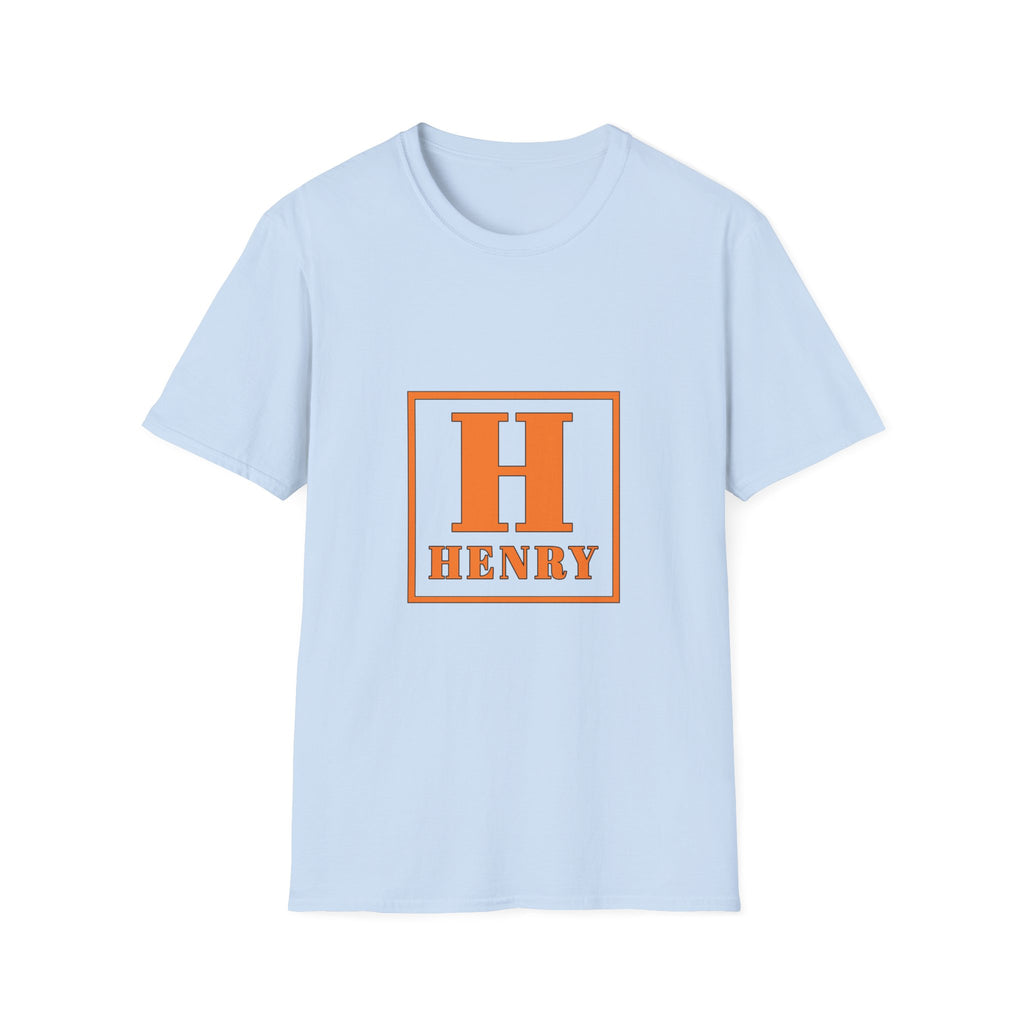 Personalized Initial T-Shirt — Bold Orange 'H' Monogram Tee (Custom Name: Henry)