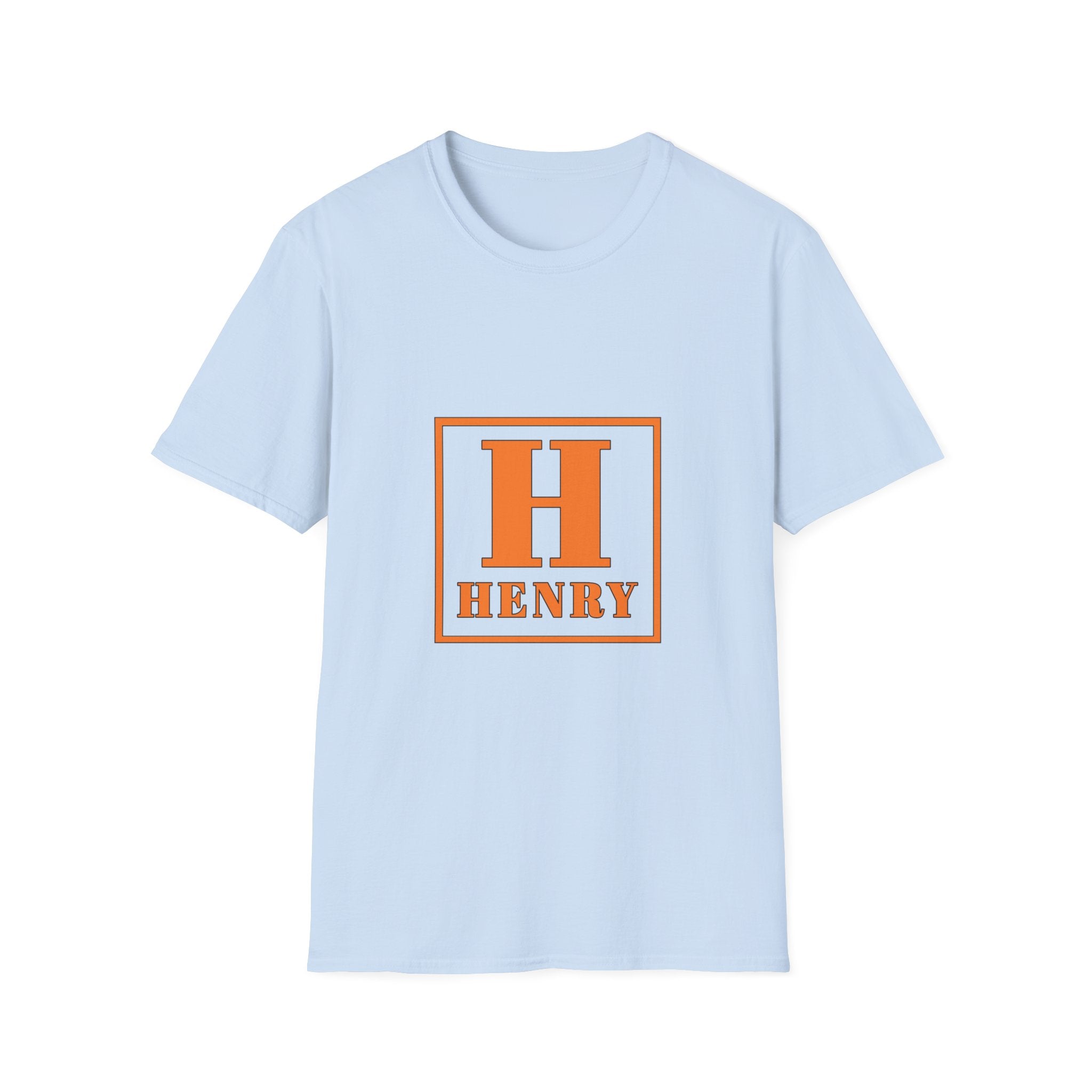 Personalized Initial T-Shirt — Bold Orange 'H' Monogram Tee (Custom Name: Henry)