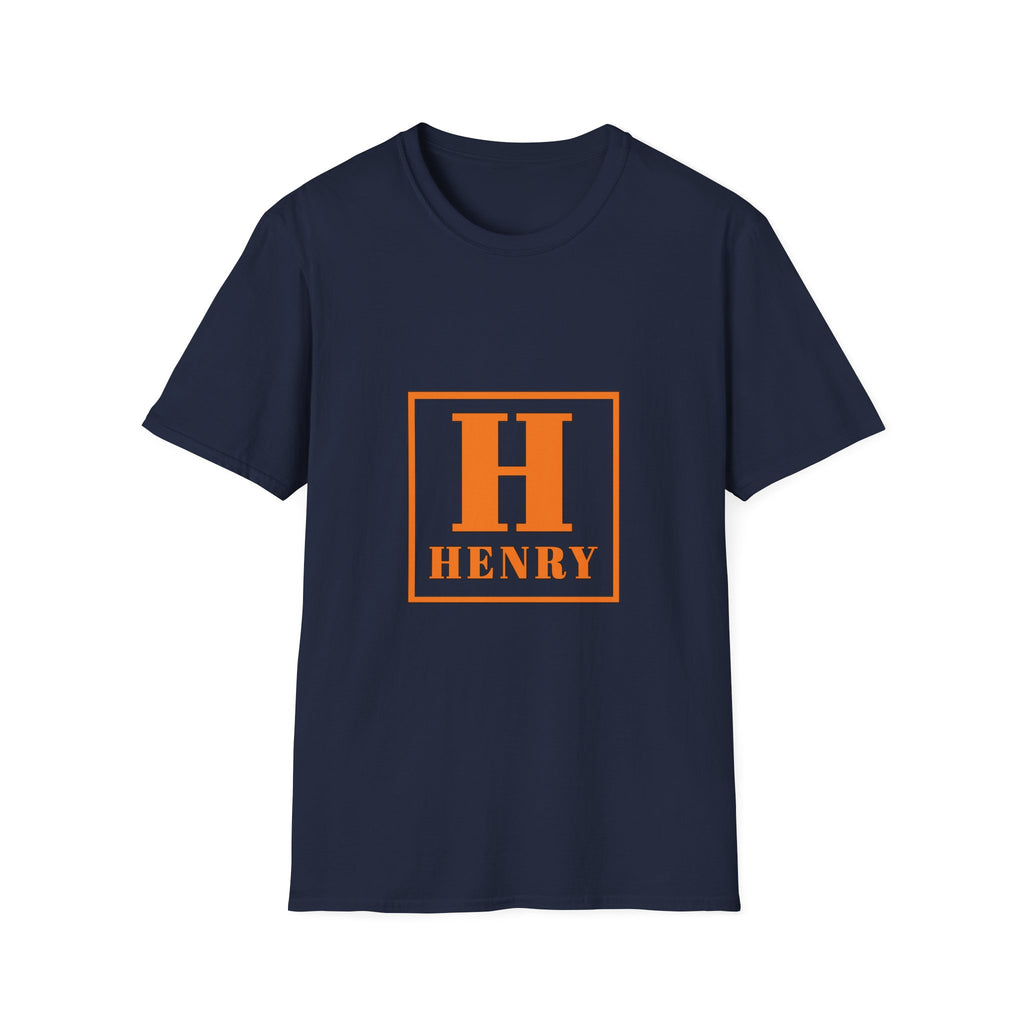 Personalized Initial T-Shirt — Bold Orange 'H' Monogram Tee (Custom Name: Henry)