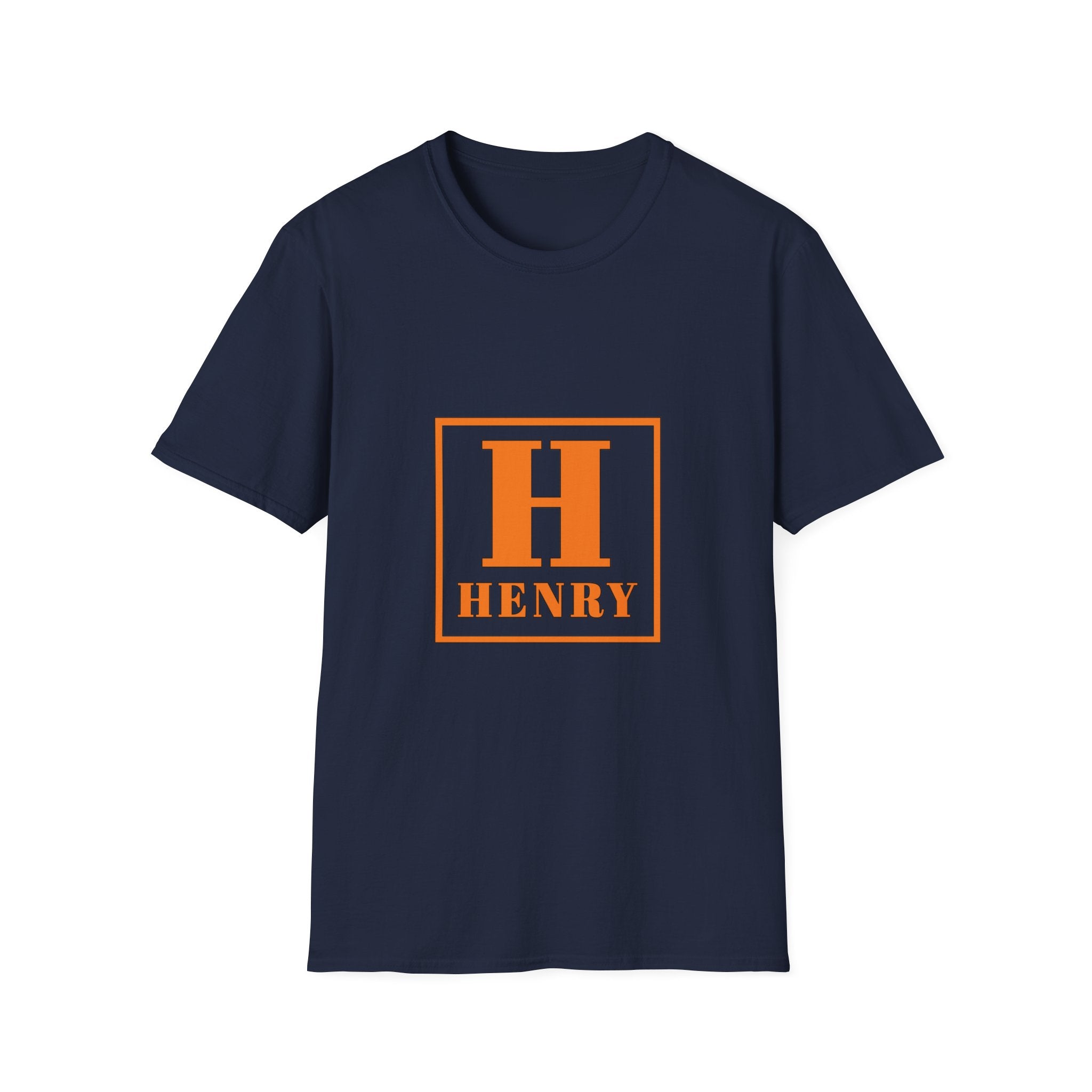 Personalized Initial T-Shirt — Bold Orange 'H' Monogram Tee (Custom Name: Henry)