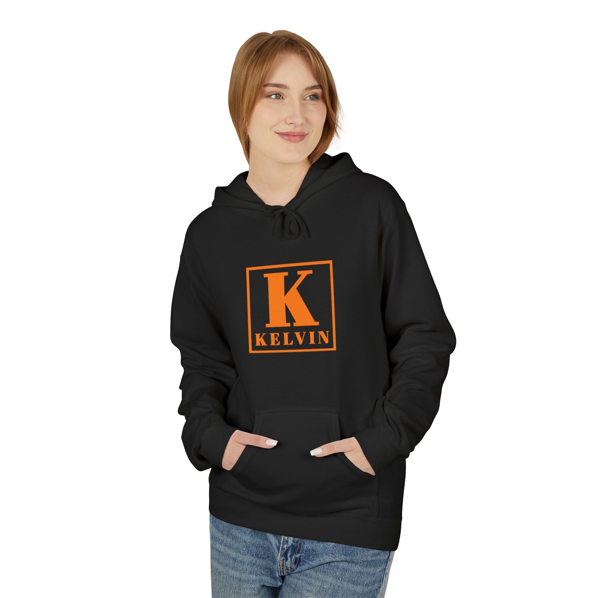 Kelvin Monogram Hoodie — Retro Orange Letter K Personalized Pullover