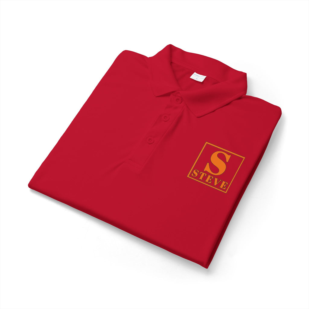 Embroidered 'S Steve' Logo Polo Shirt — White Performance Golf/Work Polo