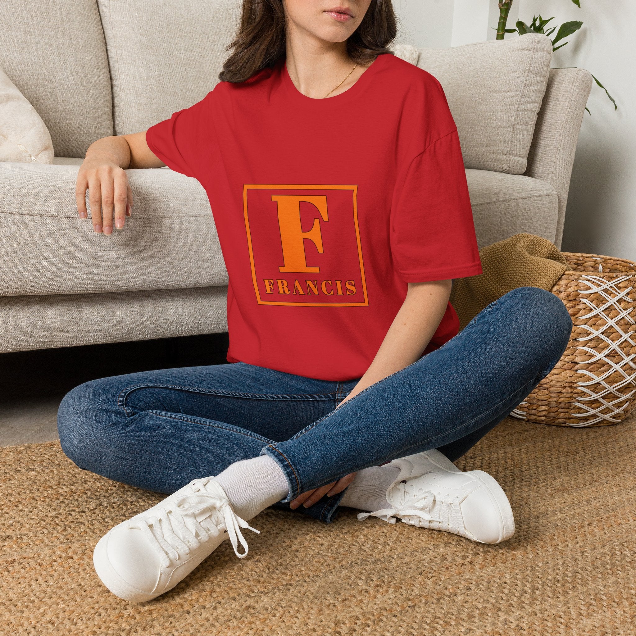 Monogram F Initial T-Shirt — Personalized 'Francis' Vintage Block Letter Tee