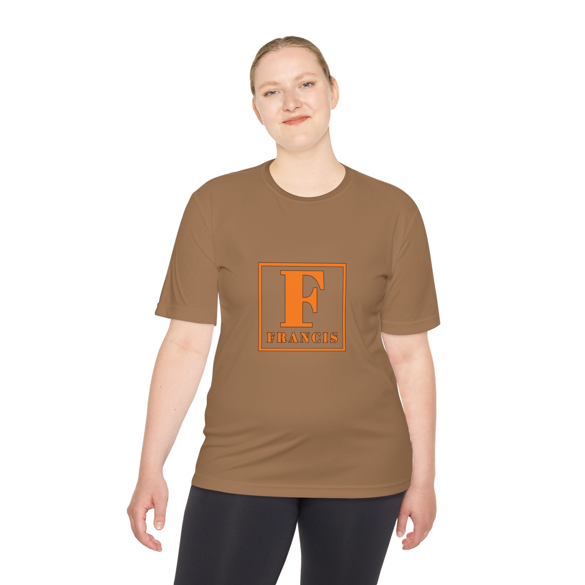 Francis Initial Tee — Orange Block Monogram Moisture-Wicking Shirt