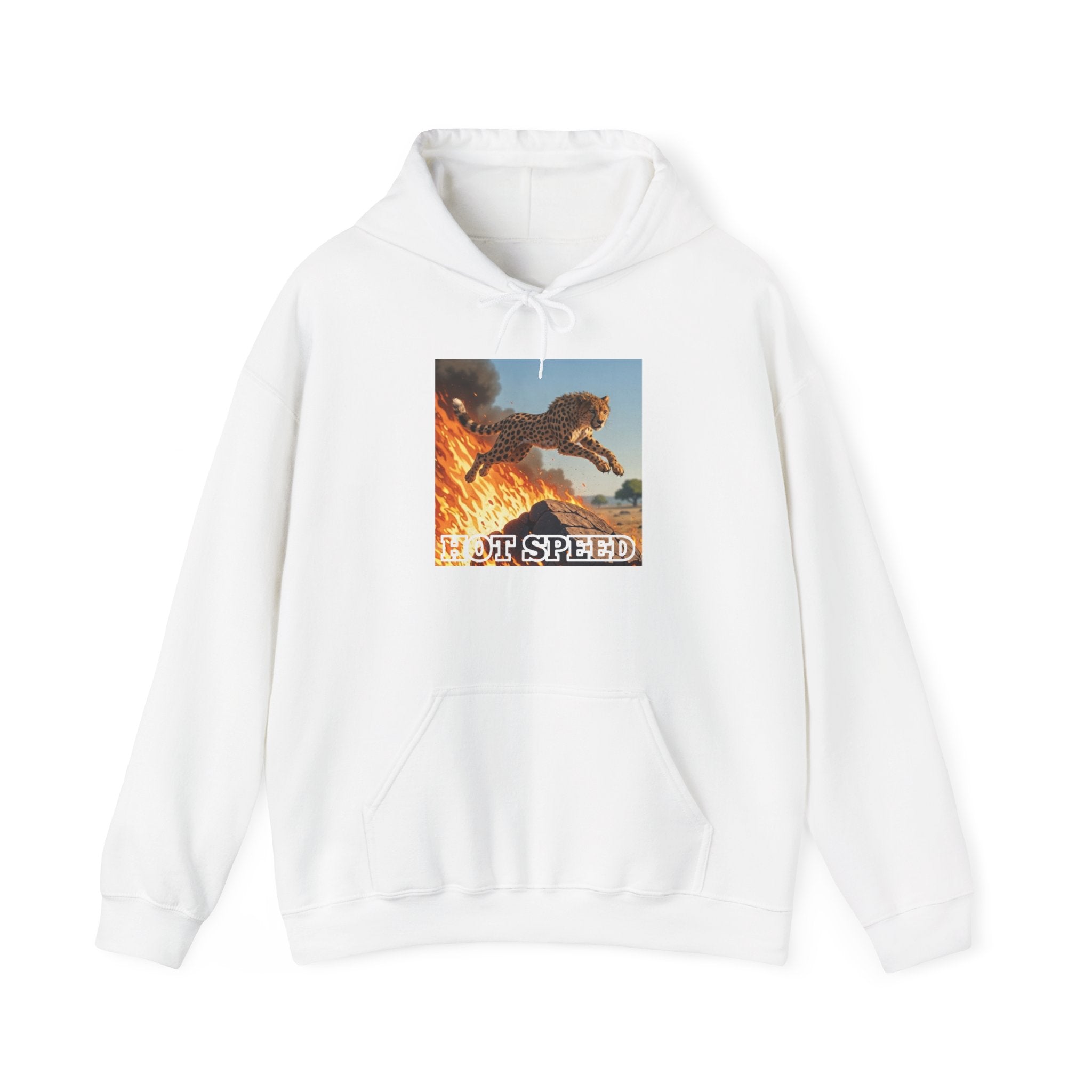 Hoodie — Vintage 'HOT SPEED' Flaming Motorcycle Rider Graphic Hoodie