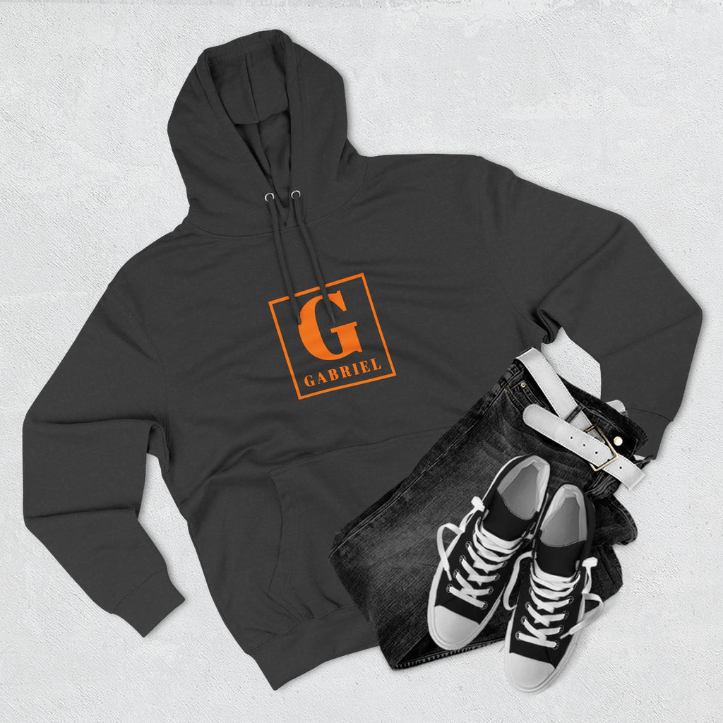 Gabriel Monogram Hoodie — Orange Square Initial G Fleece Hoodie