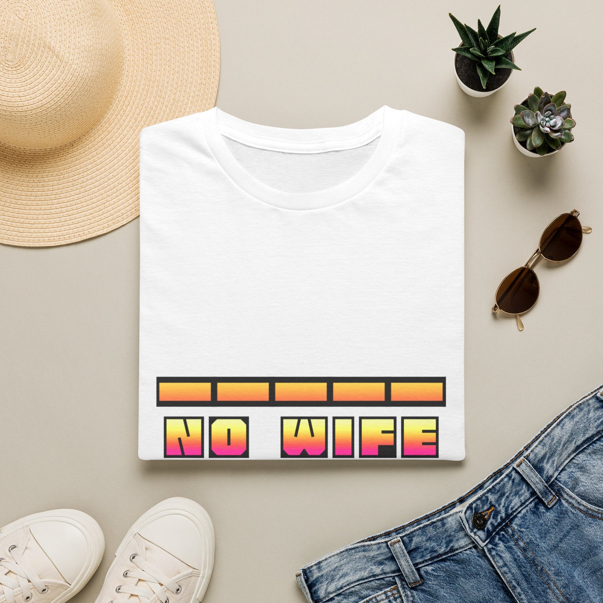 T-Shirt — "No Wife No Life" Retro Block Graphic Tee